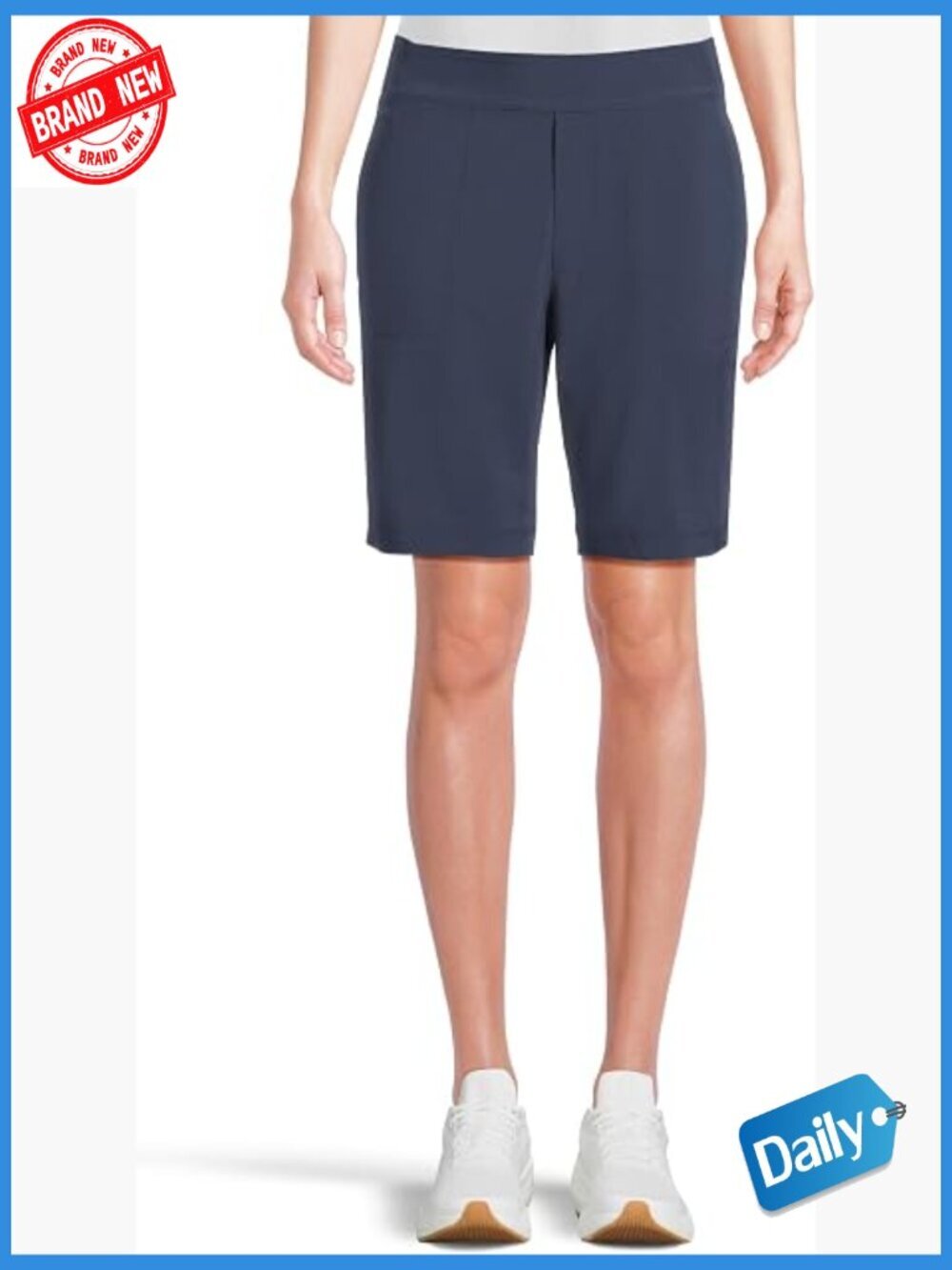 High Rise Bermuda Shorts with UPF 40+ Moisture Wicking 9.25" Inseam